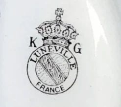 Ancienne saucière faïence Lunéville modèle réverbère rose tulipe
