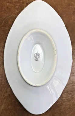 Ancienne saucière faïence Lunéville modèle réverbère rose tulipe