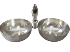 Anciennes coupelles salerons serviteur rince-doigts bronze argenté
