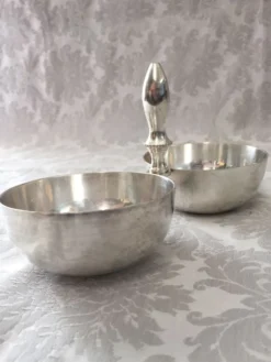 Anciennes coupelles salerons serviteur rince-doigts bronze argenté