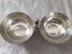 Anciennes coupelles salerons serviteur rince-doigts bronze argenté