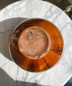 Ancienne Soupiere en terre vernissée flammée