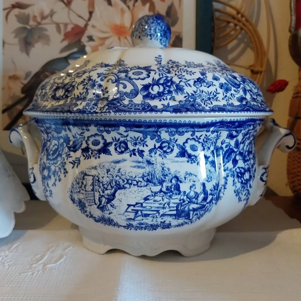 Ancienne soupière Lunéville K&G toile de jouy