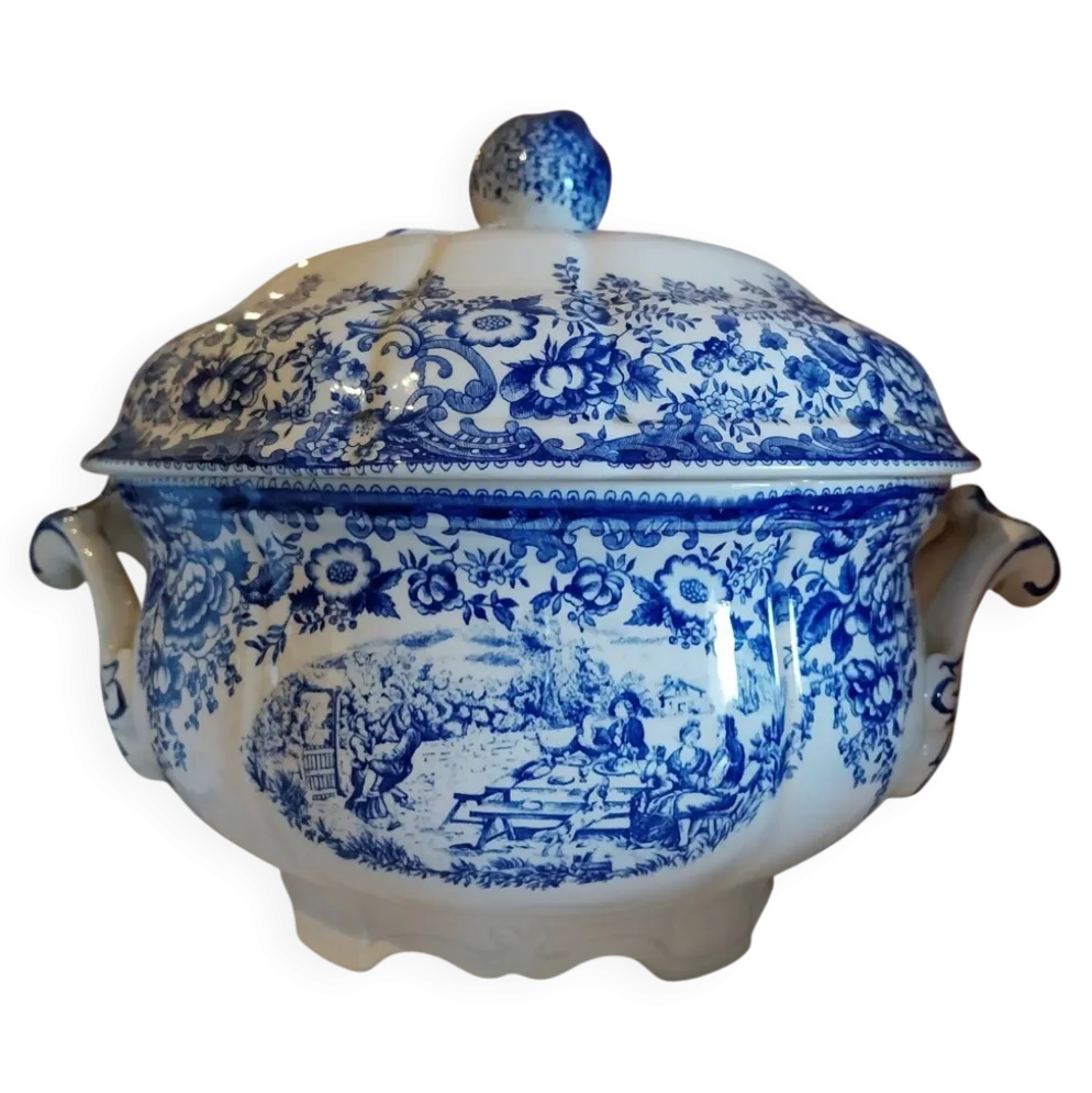 Ancienne soupière Lunéville K&G toile de jouy
