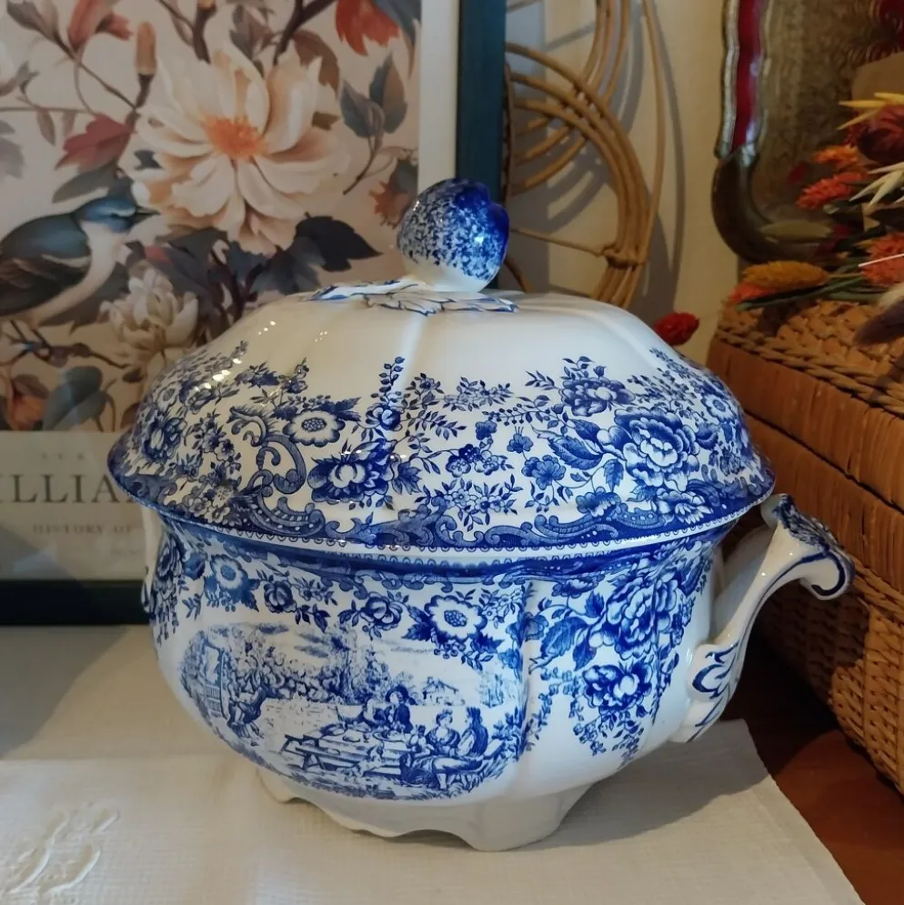 Ancienne soupière Lunéville K&G toile de jouy
