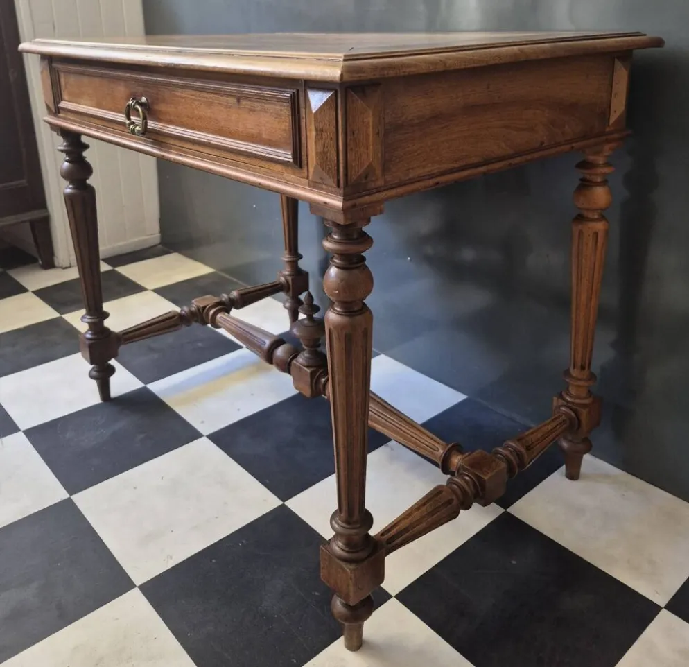 Ancienne table à écrire d'appoint bureau en bois massif