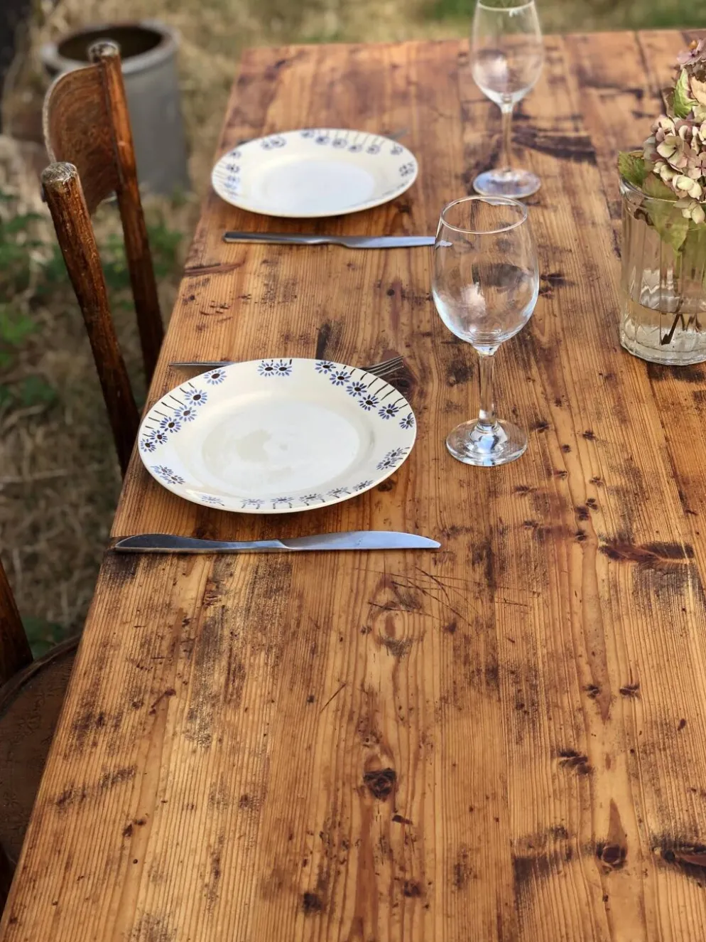 Ancienne table de ferme en pin massif