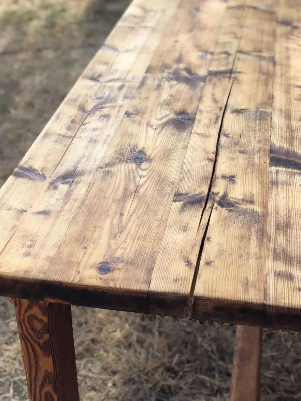 Ancienne table de ferme en pin massif