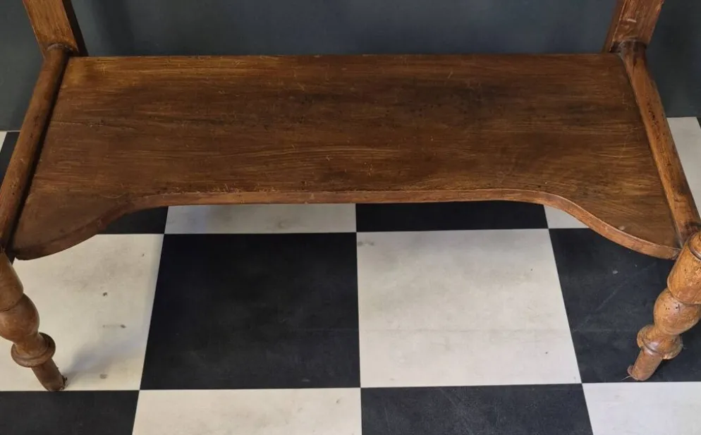 Ancienne Table de toilette Coiffeuse marbre et bois massif avec miroir