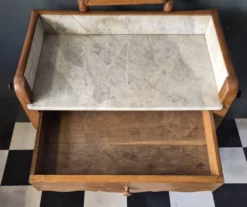 Ancienne Table de toilette Coiffeuse marbre et bois massif avec miroir