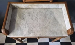 Ancienne Table de toilette Coiffeuse marbre et bois massif avec miroir