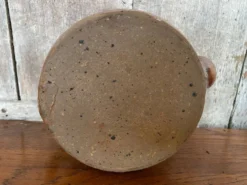 Ancienne théière en grès pyrite marron beige + bouchon liège vintage