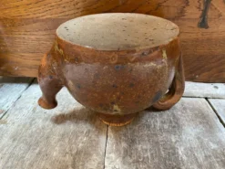 Ancienne théière en grès pyrite marron beige + bouchon liège vintage