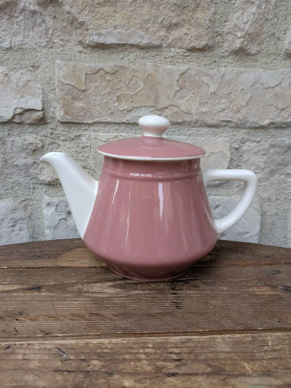 Ancienne théière rose et crème Villeroy & Boch Salam France