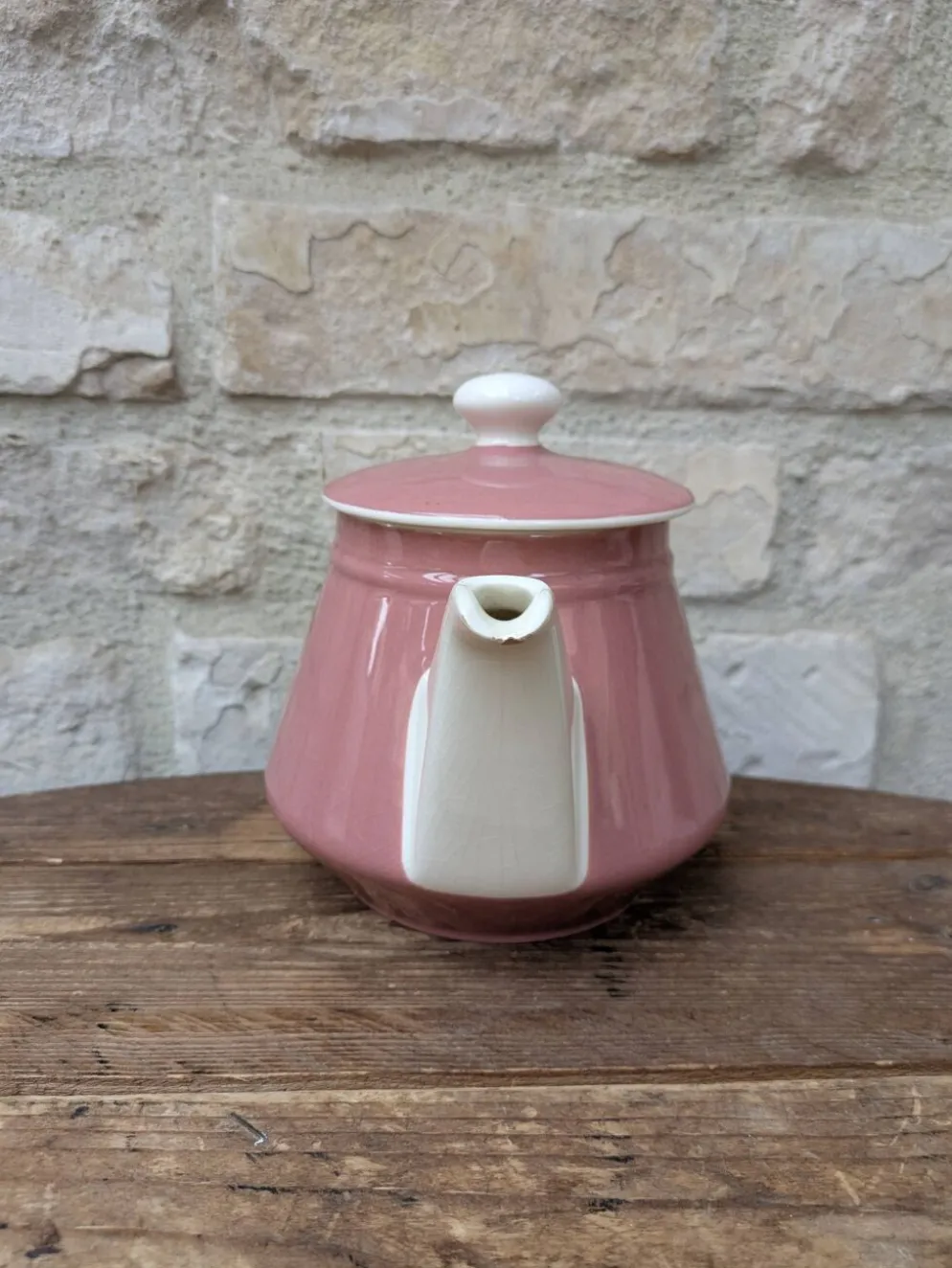 Ancienne théière rose et crème Villeroy & Boch Salam France
