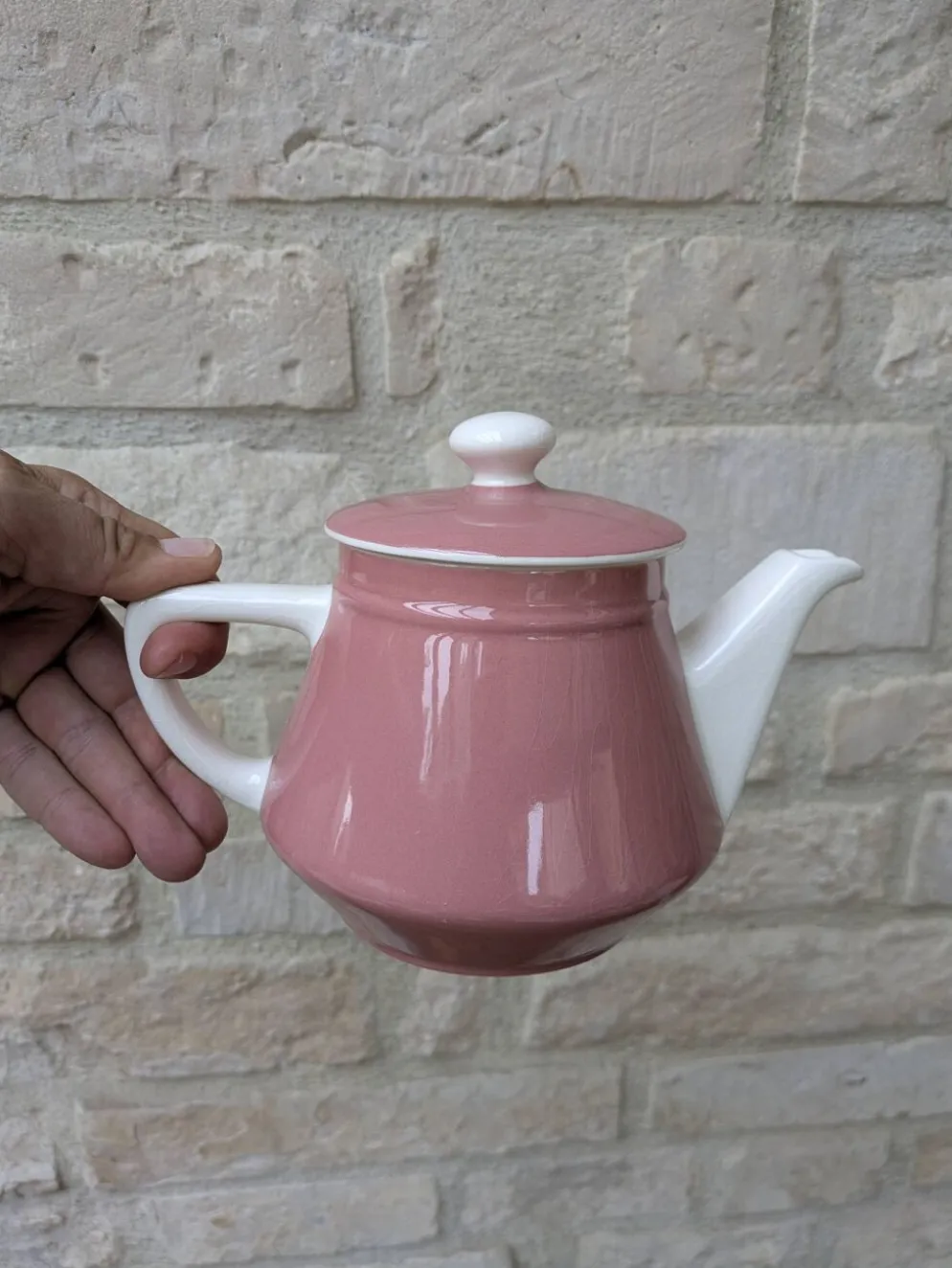 Ancienne théière rose et crème Villeroy & Boch Salam France