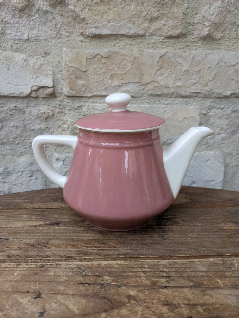 Ancienne théière rose et crème Villeroy & Boch Salam France