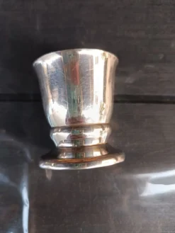 Ancienne Timbale de Baptême + Cuillère Métal Argenté - Décor Oiseaux -