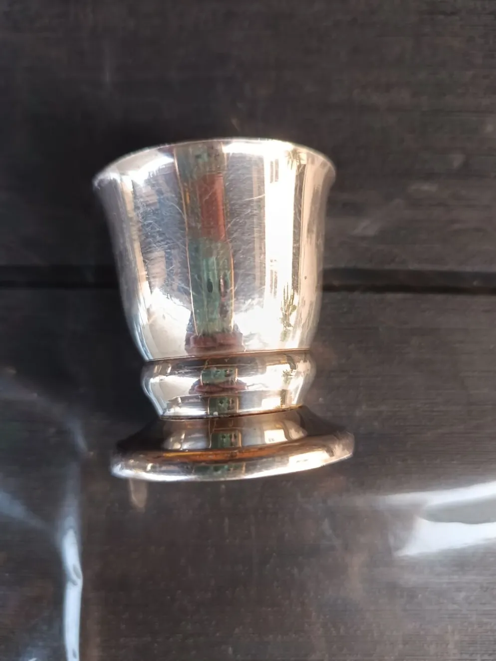 Ancienne Timbale de Baptême + Cuillère Métal Argenté - Décor Oiseaux -