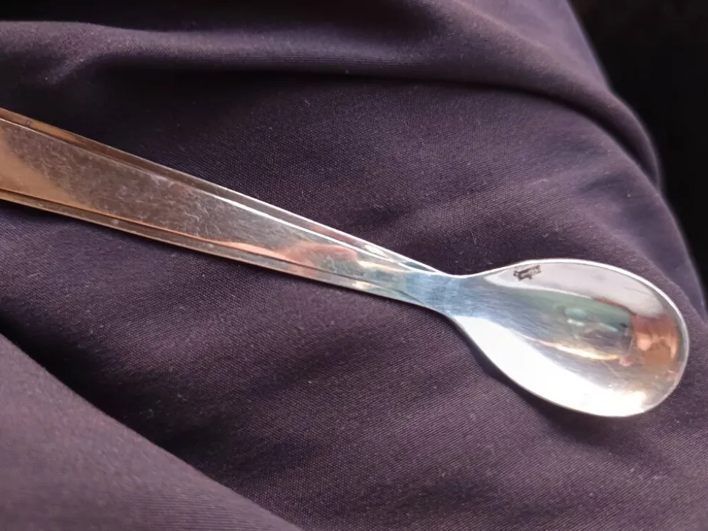 Ancienne Timbale de Baptême + Cuillère Métal Argenté - Décor Oiseaux -