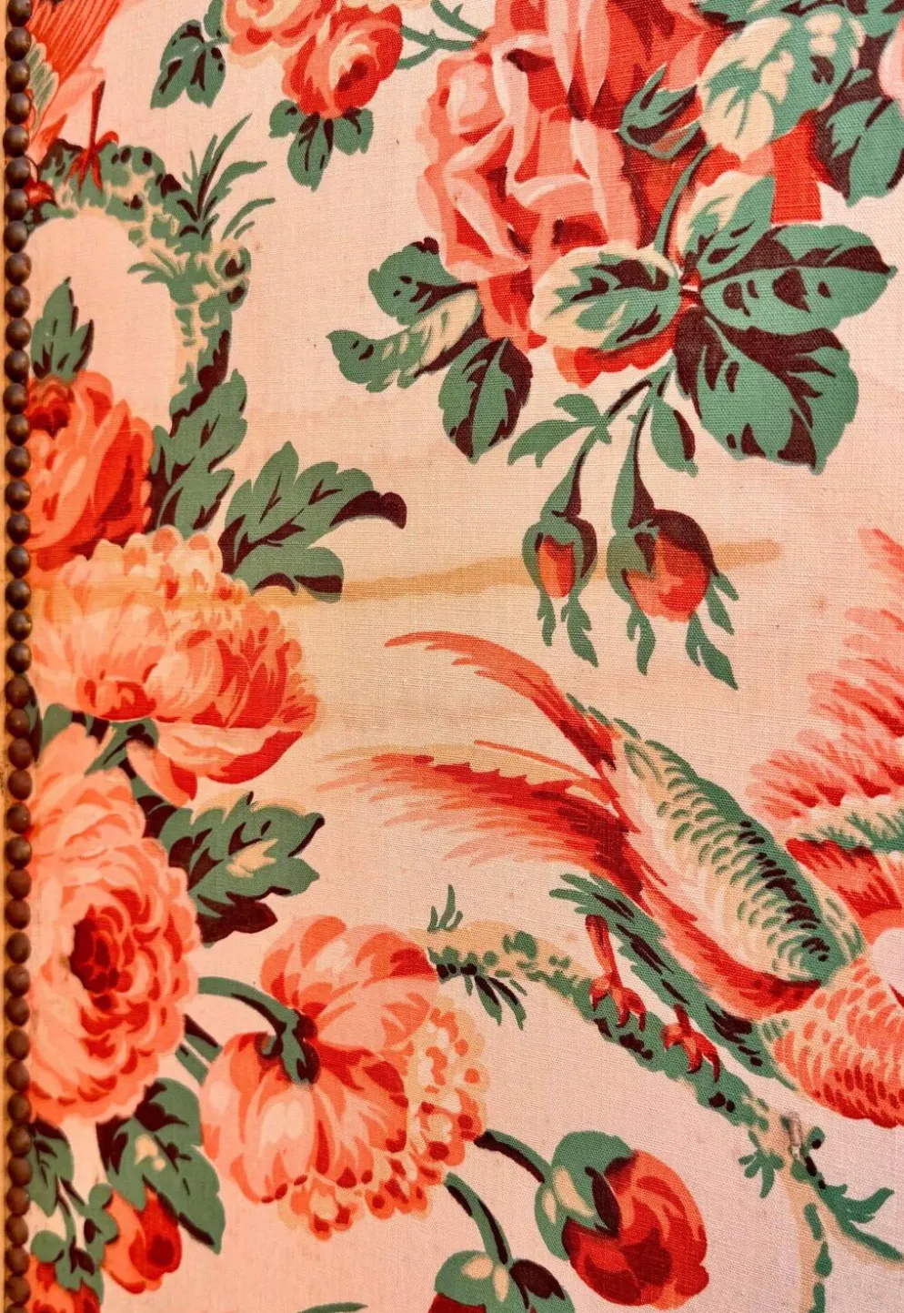 Ancien paravent fleuri à 4 panneaux