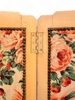 Ancien paravent fleuri à 4 panneaux