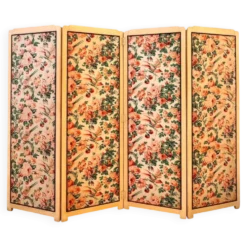 Ancien paravent fleuri à 4 panneaux