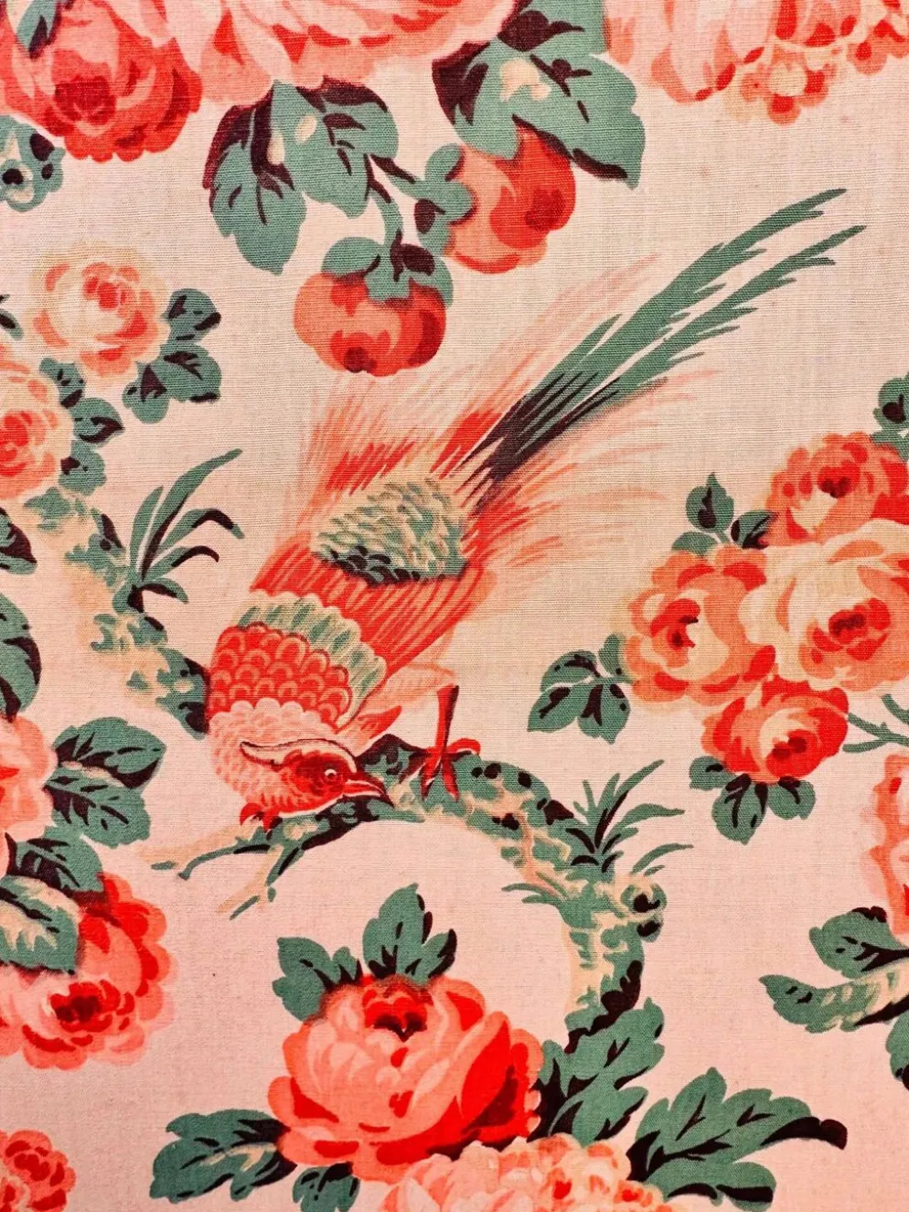 Ancien paravent fleuri à 4 panneaux
