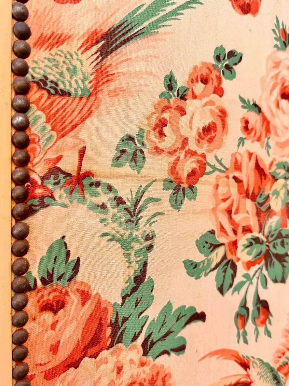 Ancien paravent fleuri à 4 panneaux