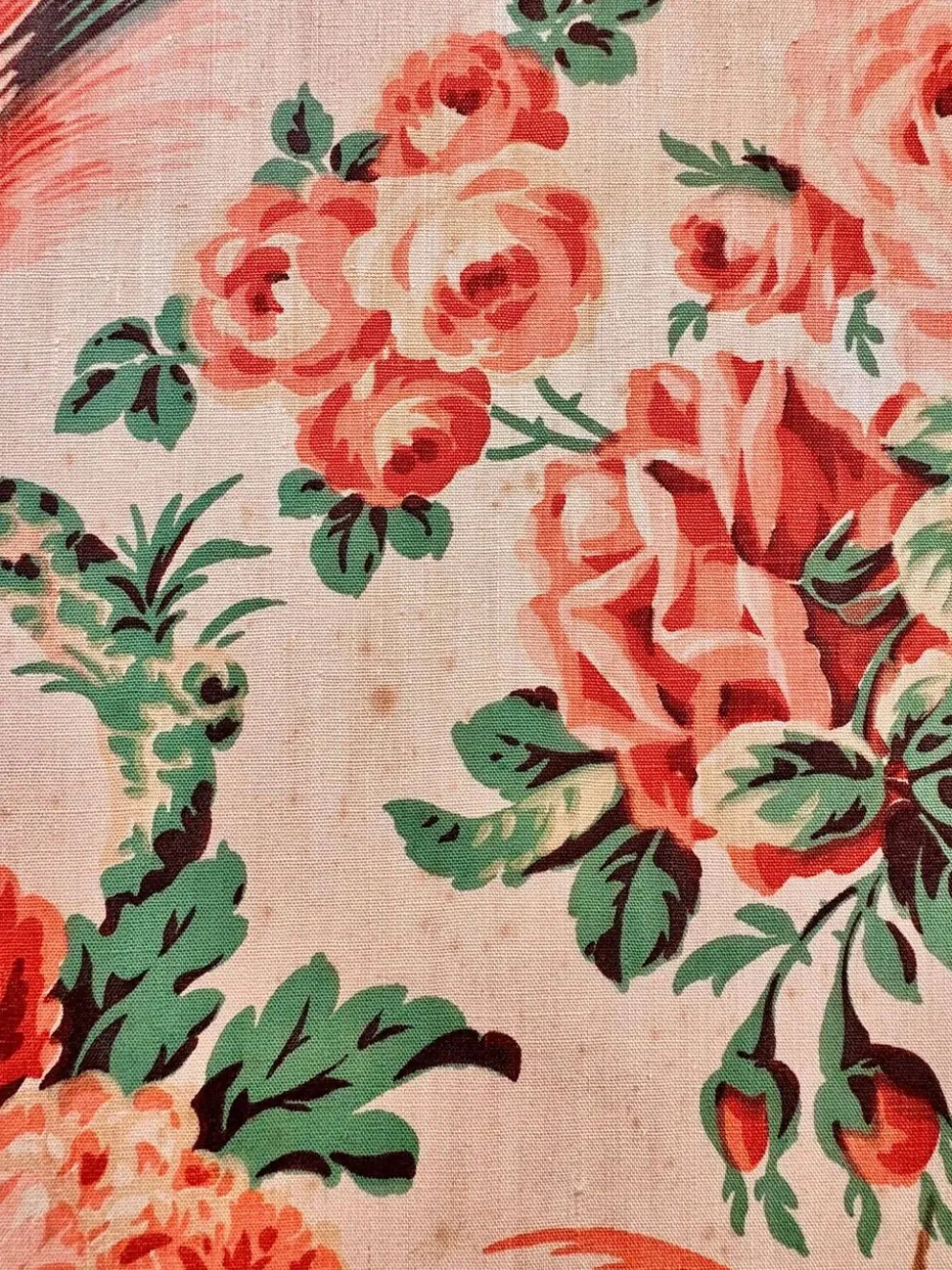 Ancien paravent fleuri à 4 panneaux