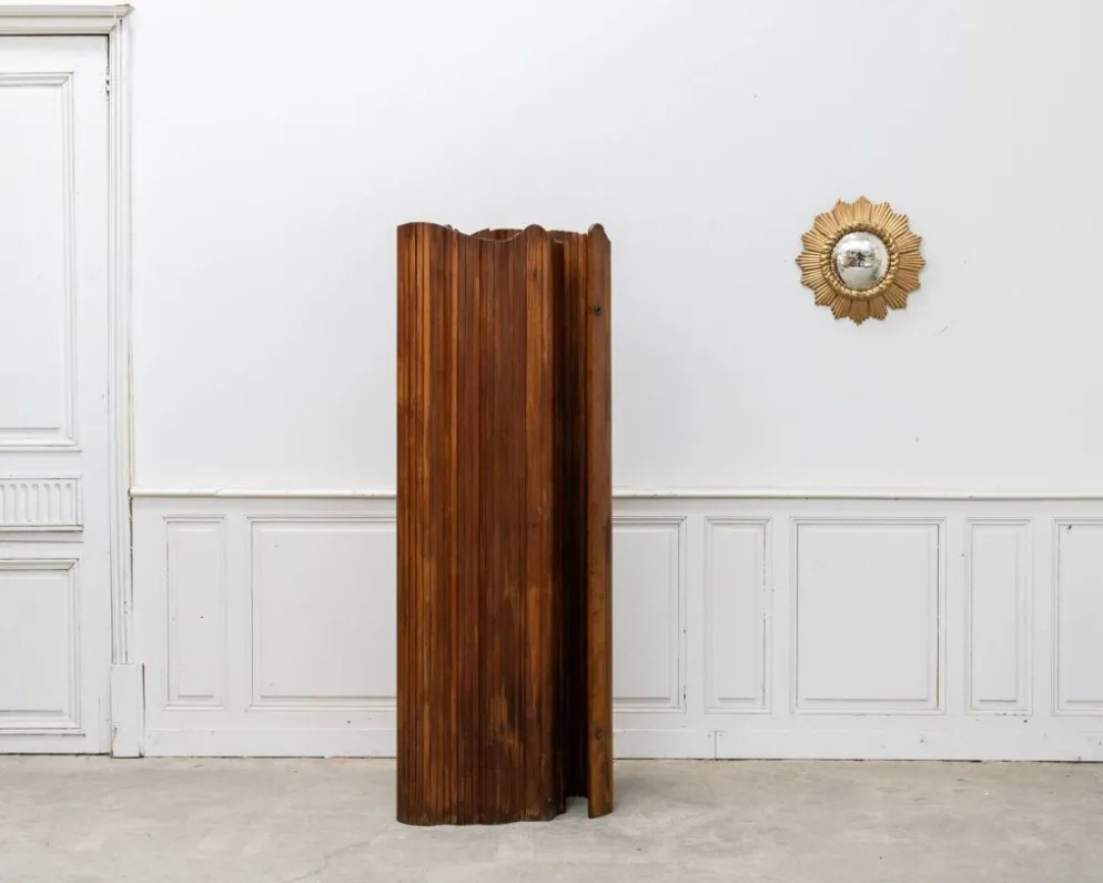 Ancien paravent vague en sapin, style Baumann 1930