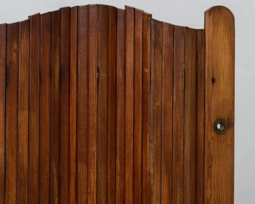 Ancien paravent vague en sapin, style Baumann 1930