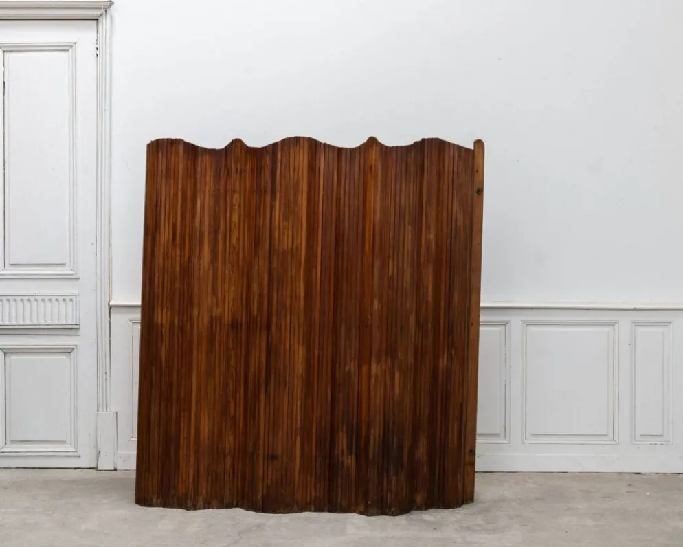 Ancien paravent vague en sapin, style Baumann 1930