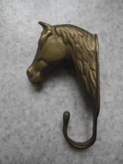 ancien patère laiton tête cheval déco vintage brass coat hook horse