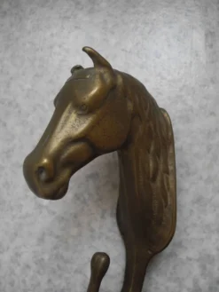 ancien patère laiton tête cheval déco vintage brass coat hook horse