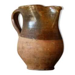 Ancien pichet bicolore en terre cuite, fin XIXème