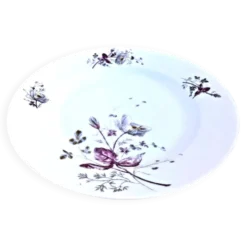 Ancien plat creux porcelaine blanche à décor floral