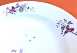 Ancien plat creux porcelaine blanche à décor floral
