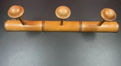 Ancien porte manteau bois tourné 1930 façon Bambou - 3 patères