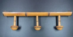 Ancien porte manteau bois tourné 1930 façon Bambou - 3 patères