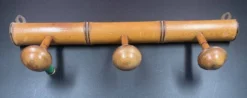 Ancien porte manteau bois tourné 1930 façon Bambou - 3 patères