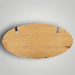 Ancien portemanteau mural vintage en bois et aluminium doré – années 1960