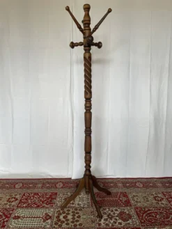 Ancien porte-manteau perroquet en bois tourné