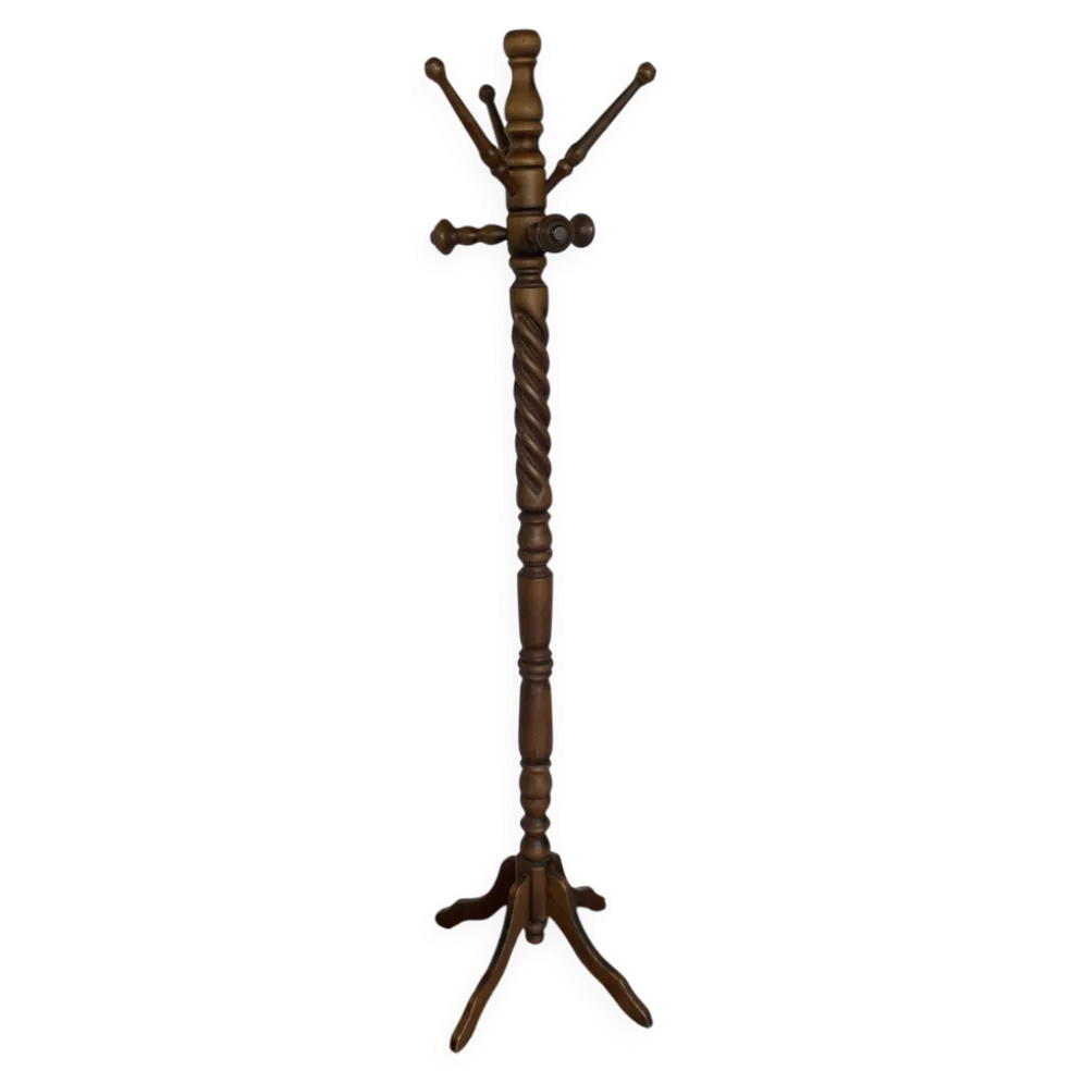 Ancien porte-manteau perroquet en bois tourné