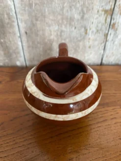 Ancien pot à lait sarreguemines modèle mary céramique marron & blanche