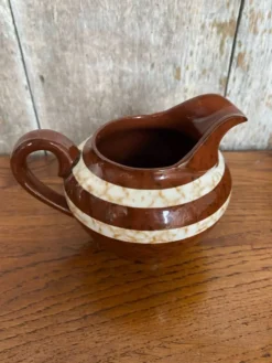 Ancien pot à lait sarreguemines modèle mary céramique marron & blanche