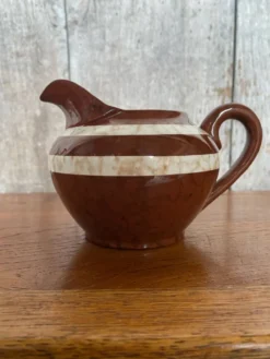 Ancien pot à lait sarreguemines modèle mary céramique marron & blanche