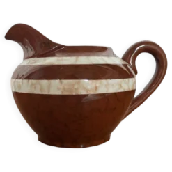 Ancien pot à lait sarreguemines modèle mary céramique marron & blanche
