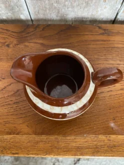 Ancien pot à lait sarreguemines modèle mary céramique marron & blanche