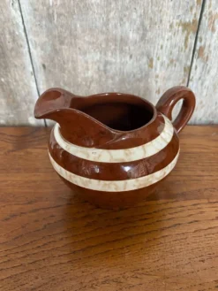 Ancien pot à lait sarreguemines modèle mary céramique marron & blanche